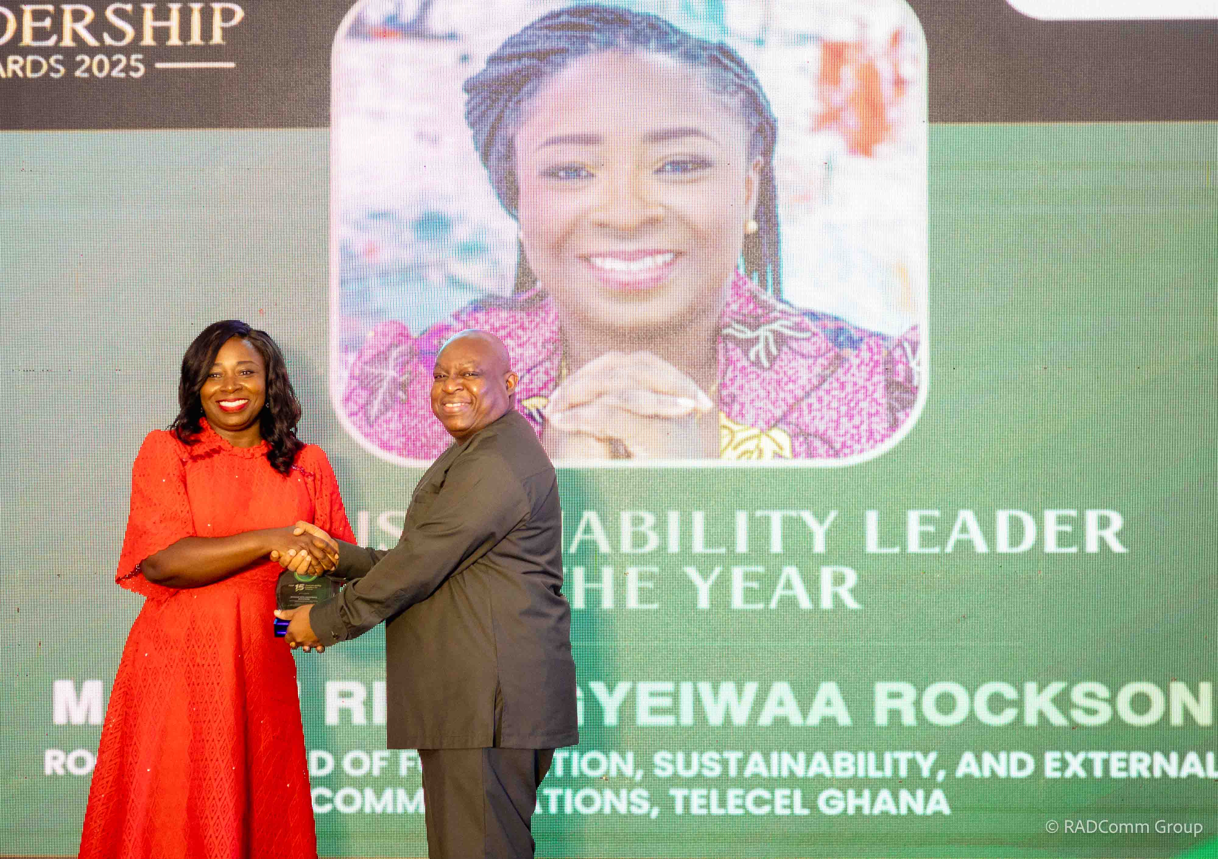 Award presentation on stage